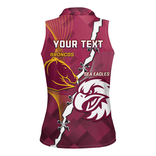 Personalised Broncos And Eagles Rugby Women Sleeveless Polo Shirt Sporty Version