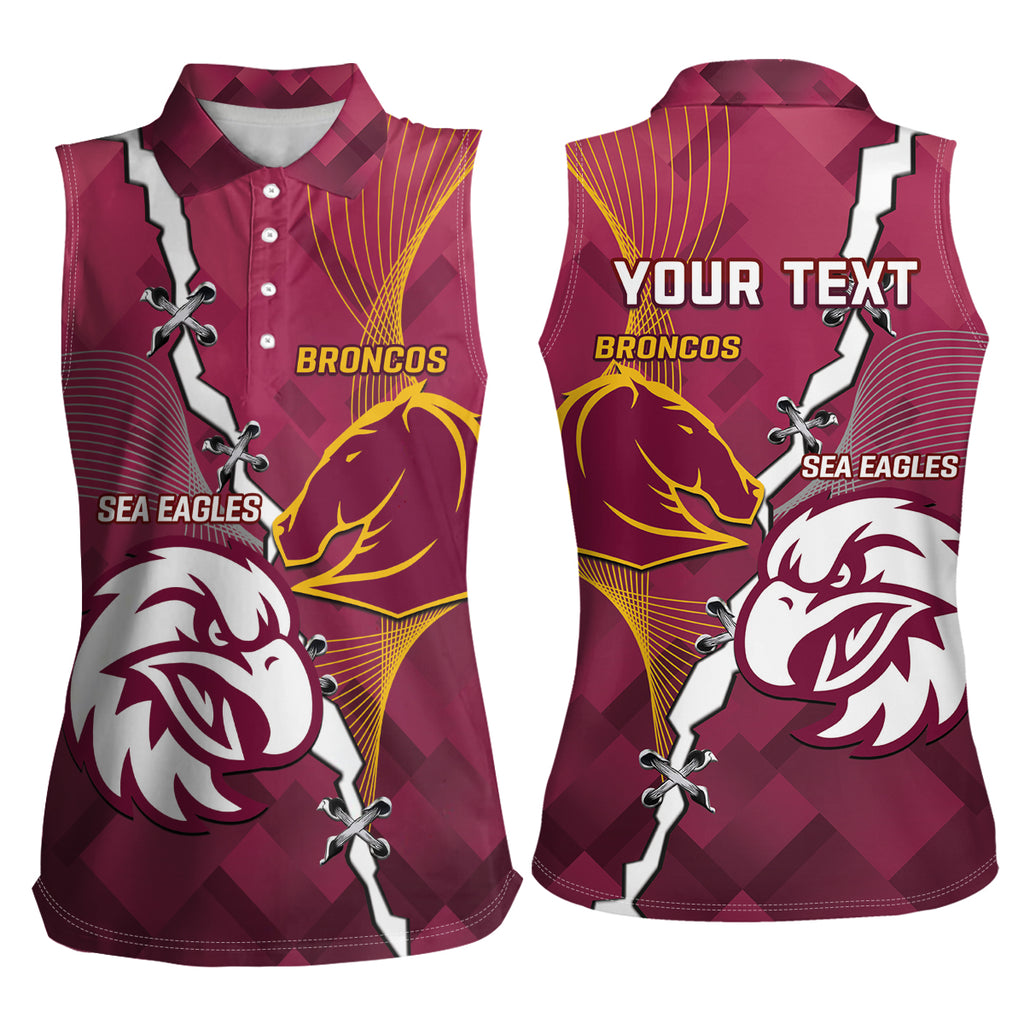 Personalised Broncos And Eagles Rugby Women Sleeveless Polo Shirt Sporty Version