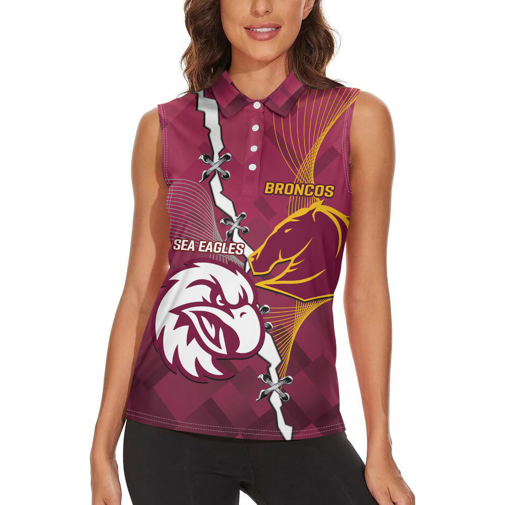 Personalised Broncos And Eagles Rugby Women Sleeveless Polo Shirt Sporty Version