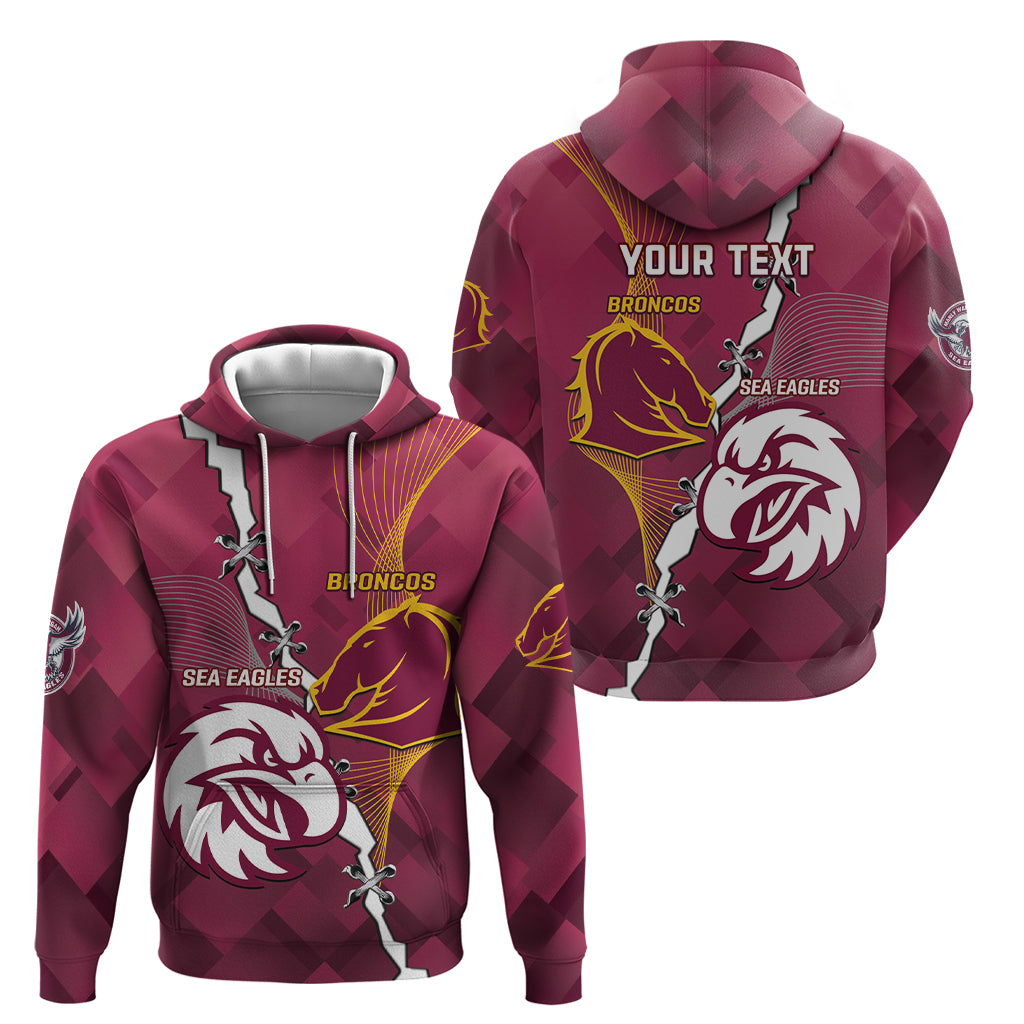 Personalised Broncos And Eagles Rugby Zip Hoodie Sporty Version