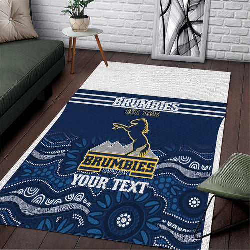 Custom Australia Brumbies Area Rug Est 1995 Aboriginal Art