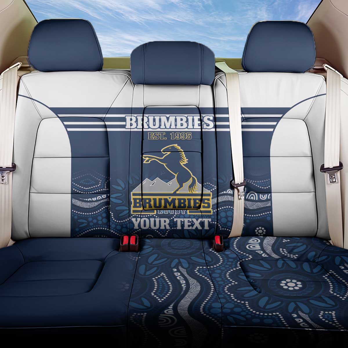 Custom Australia Brumbies Back Car Seat Cover Est 1995 Aboriginal Art