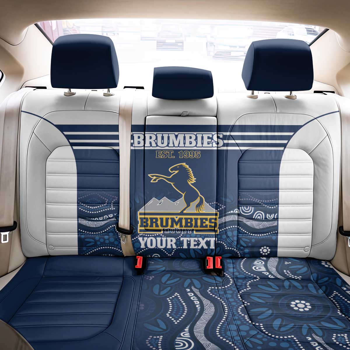 Custom Australia Brumbies Back Car Seat Cover Est 1995 Aboriginal Art