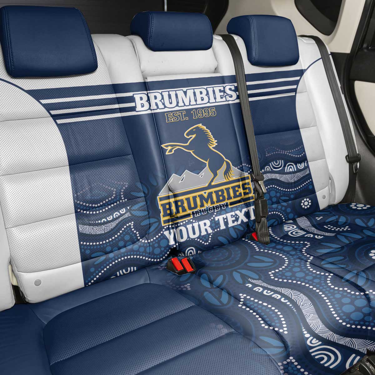 Custom Australia Brumbies Back Car Seat Cover Est 1995 Aboriginal Art