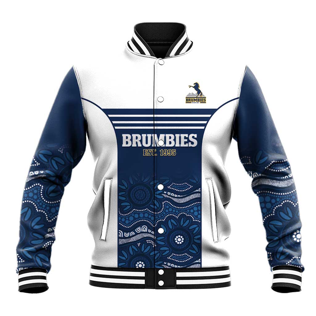 Custom Australia Brumbies Baseball Jacket Est 1995 Aboriginal Art