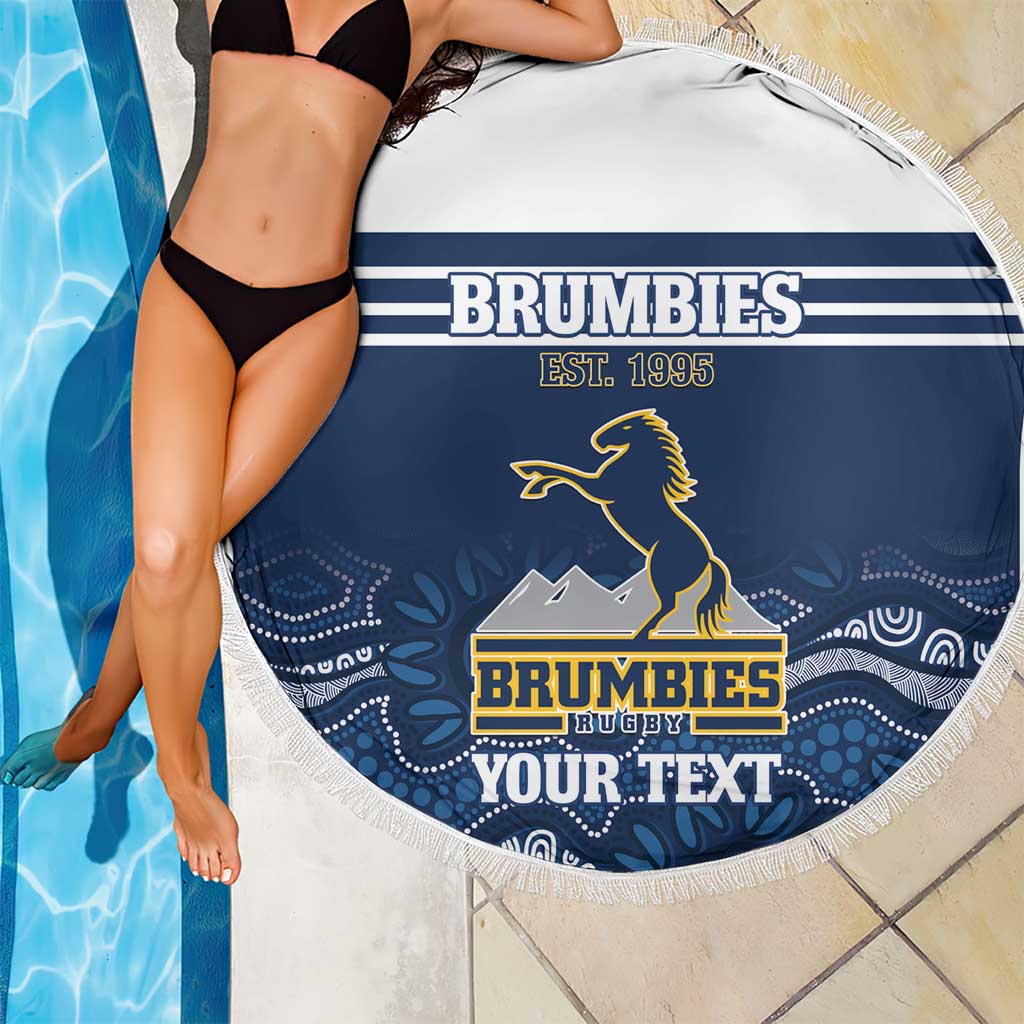 Custom Australia Brumbies Beach Blanket Est 1995 Aboriginal Art