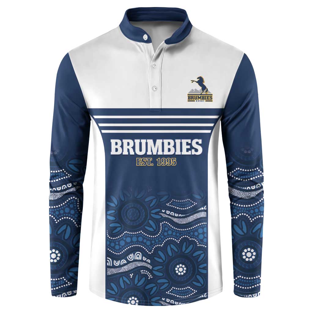 Custom Australia Brumbies Button Sweatshirt Est 1995 Aboriginal Art