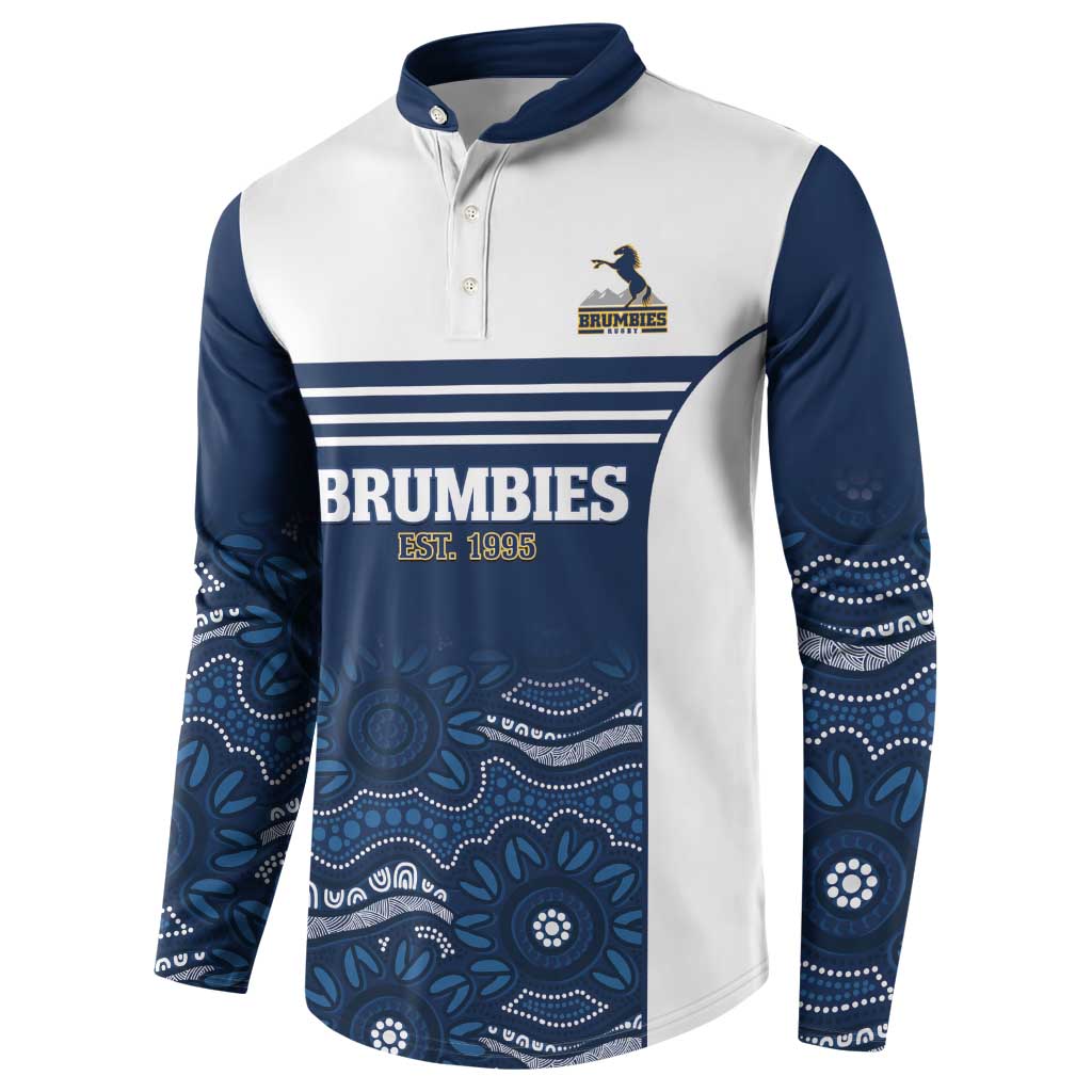 Custom Australia Brumbies Button Sweatshirt Est 1995 Aboriginal Art