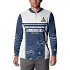 Custom Australia Brumbies Button Sweatshirt Est 1995 Aboriginal Art