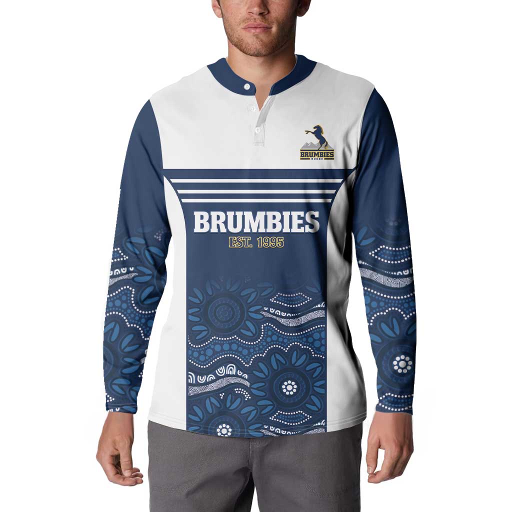 Custom Australia Brumbies Button Sweatshirt Est 1995 Aboriginal Art