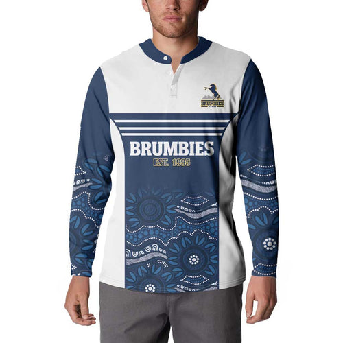 Custom Australia Brumbies Button Sweatshirt Est 1995 Aboriginal Art