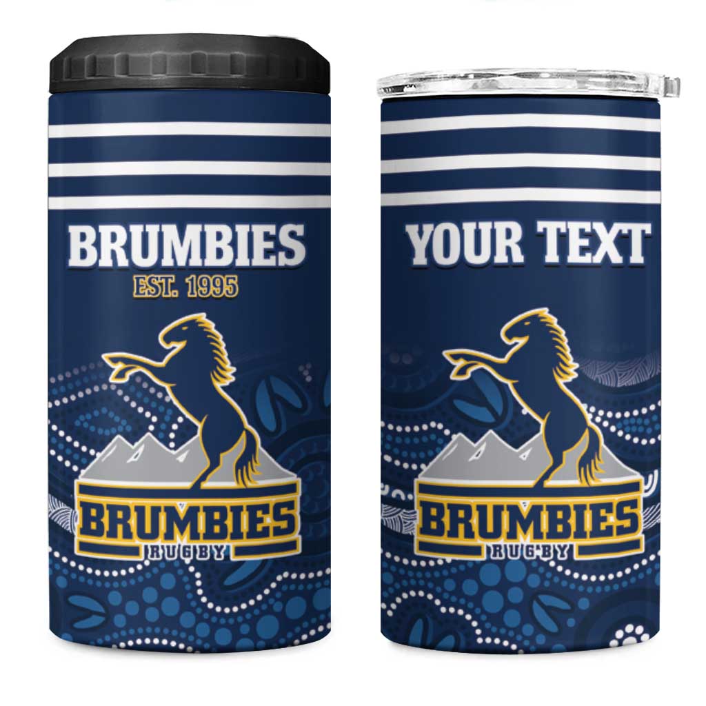 Custom Australia Brumbies 4 in 1 Can Cooler Tumbler Est 1995 Aboriginal Art