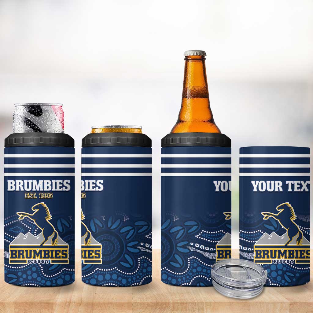 Custom Australia Brumbies 4 in 1 Can Cooler Tumbler Est 1995 Aboriginal Art