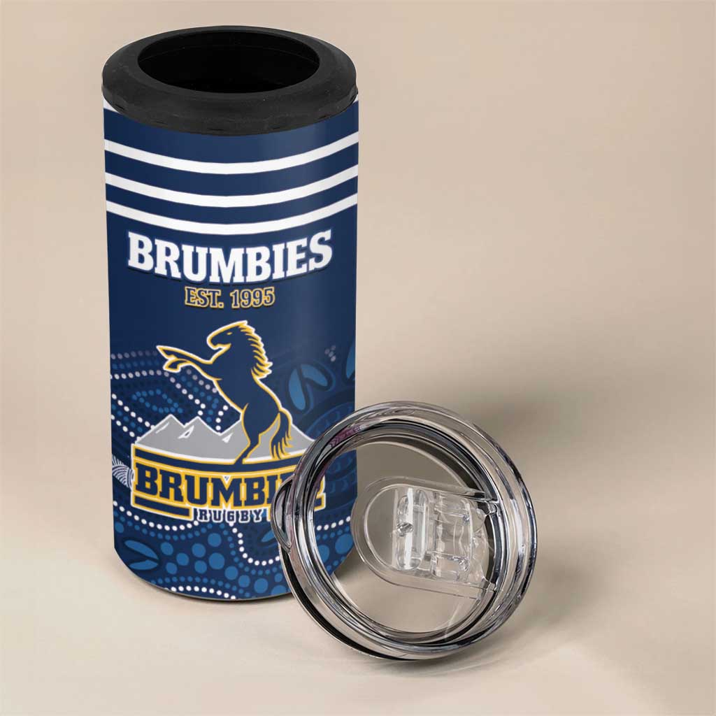 Custom Australia Brumbies 4 in 1 Can Cooler Tumbler Est 1995 Aboriginal Art