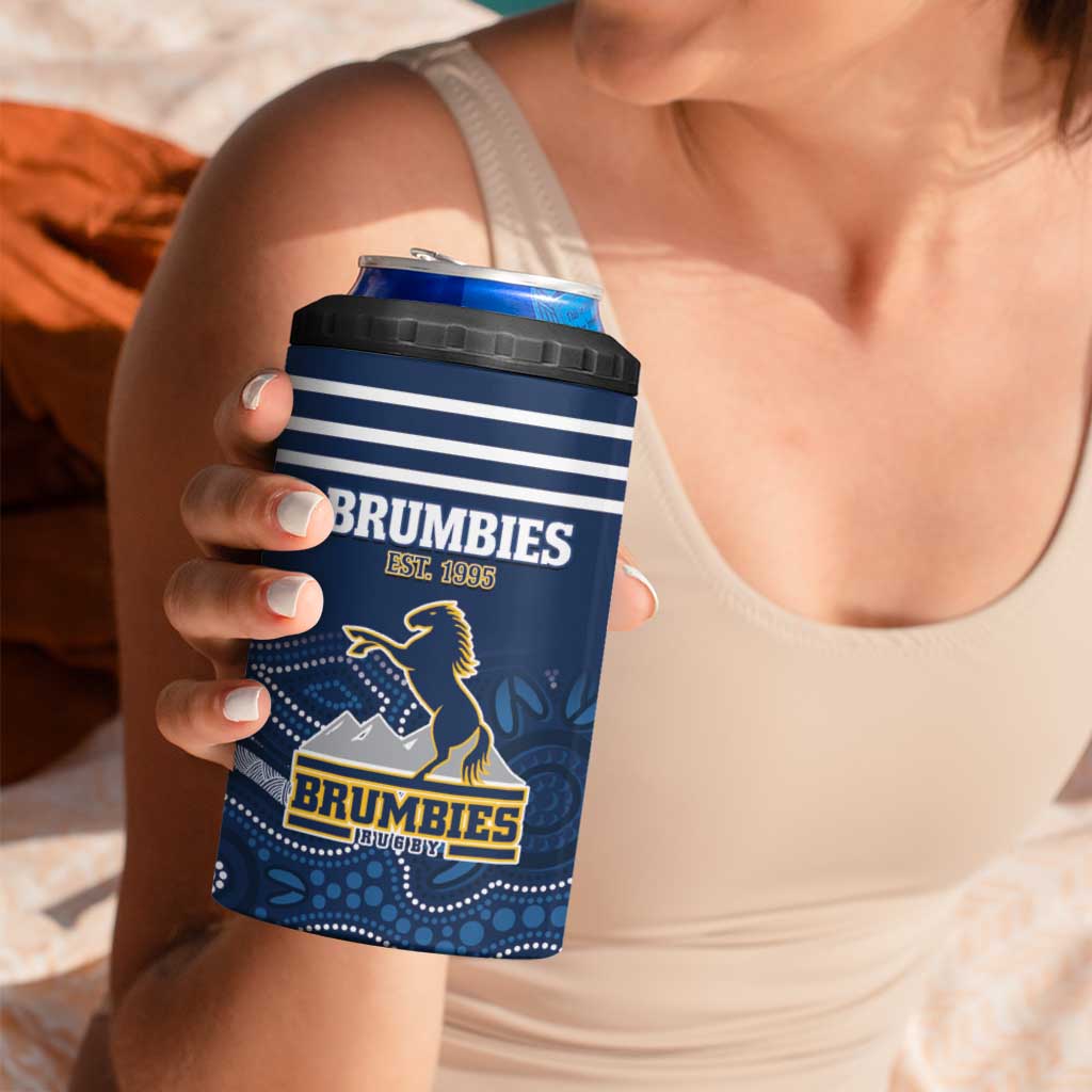 Custom Australia Brumbies 4 in 1 Can Cooler Tumbler Est 1995 Aboriginal Art