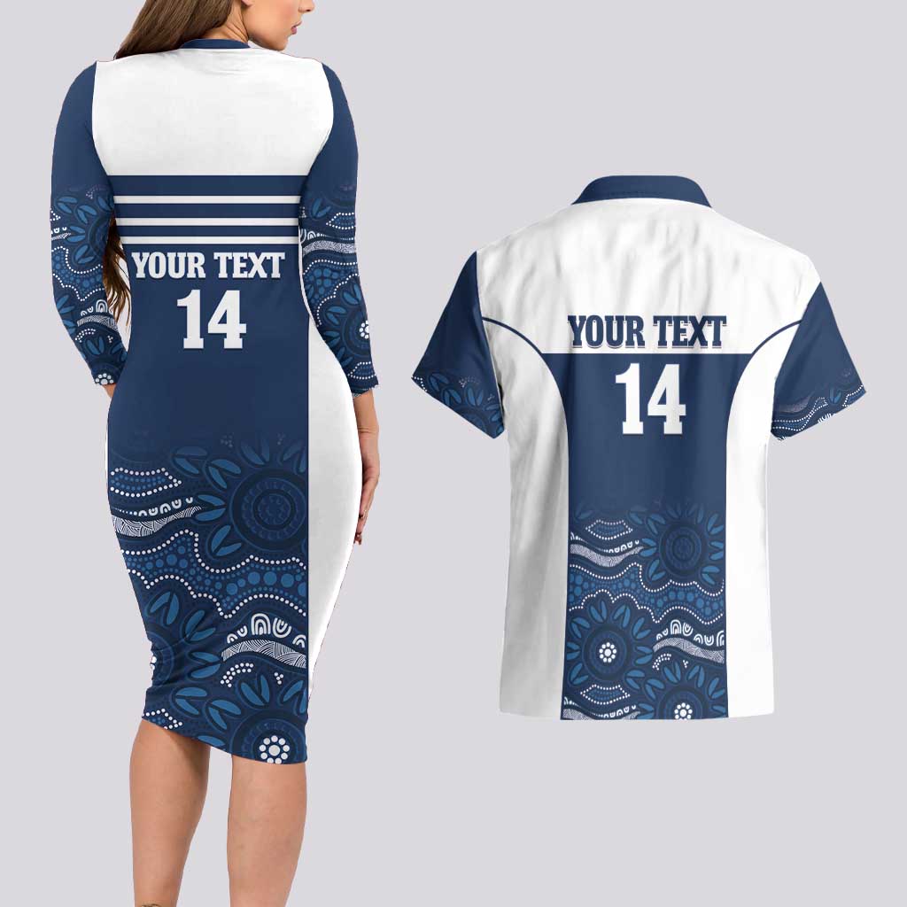 Custom Australia Brumbies Couples Matching Long Sleeve Bodycon Dress and Hawaiian Shirt Est 1995 Aboriginal Art