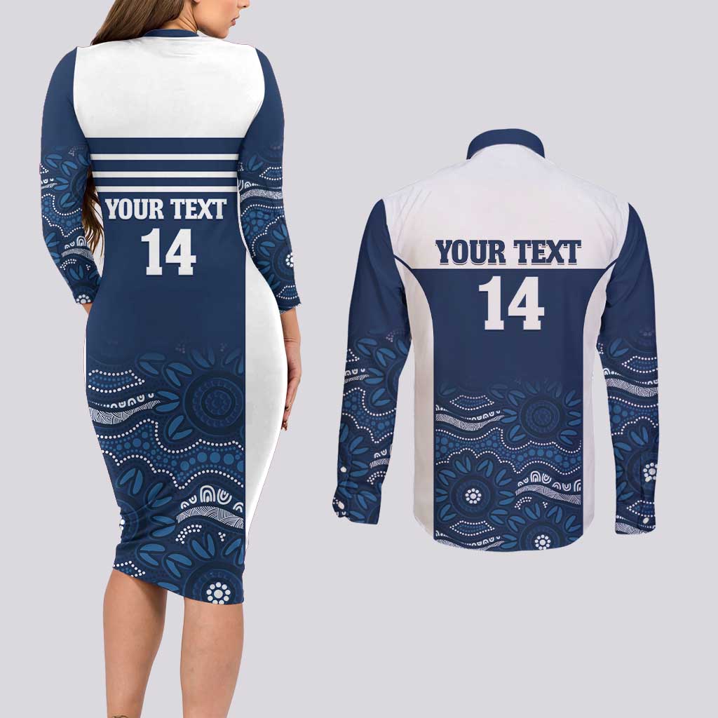 Custom Australia Brumbies Couples Matching Long Sleeve Bodycon Dress and Long Sleeve Button Shirt Est 1995 Aboriginal Art