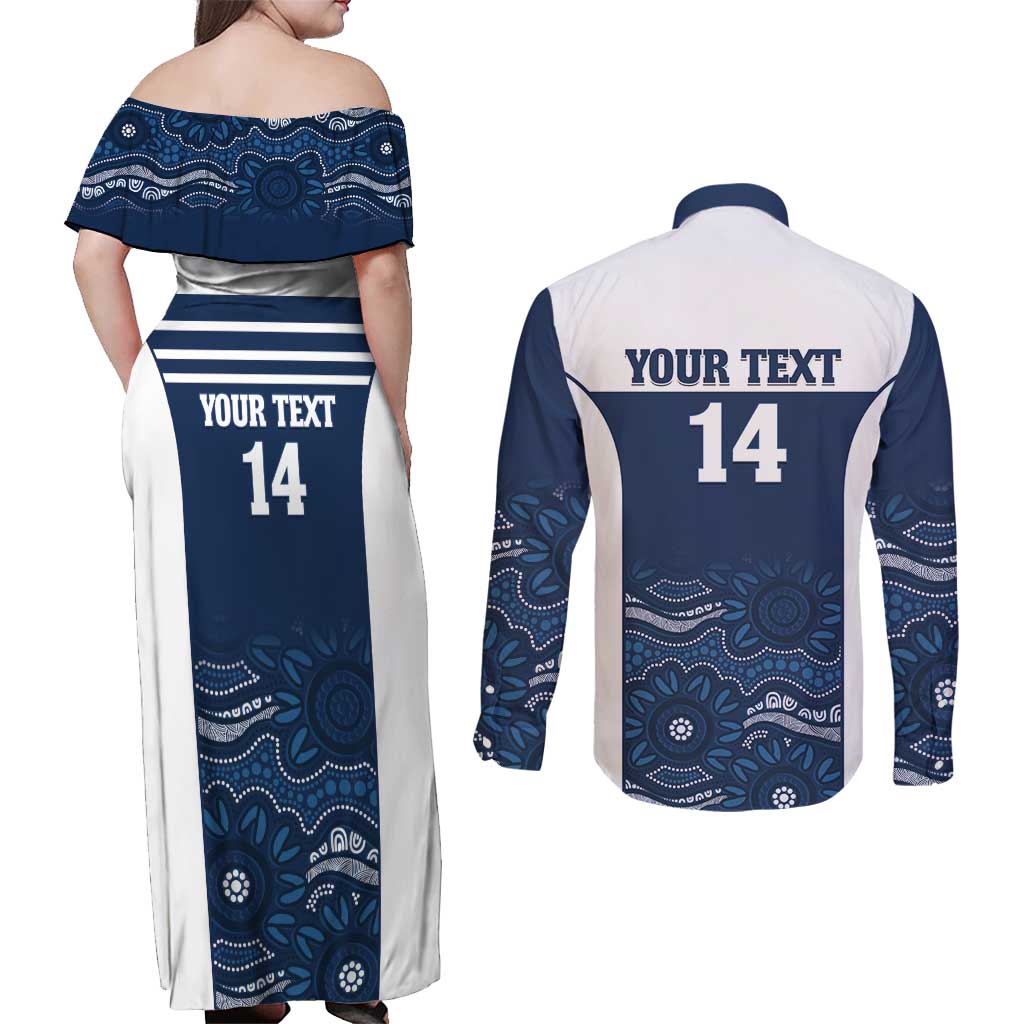 Custom Australia Brumbies Couples Matching Off Shoulder Maxi Dress and Long Sleeve Button Shirt Est 1995 Aboriginal Art