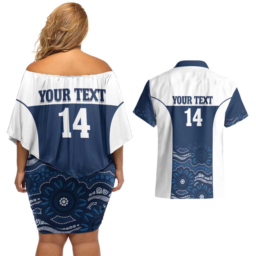 Custom Australia Brumbies Couples Matching Off Shoulder Short Dress and Hawaiian Shirt Est 1995 Aboriginal Art