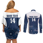 Custom Australia Brumbies Couples Matching Off Shoulder Short Dress and Long Sleeve Button Shirt Est 1995 Aboriginal Art