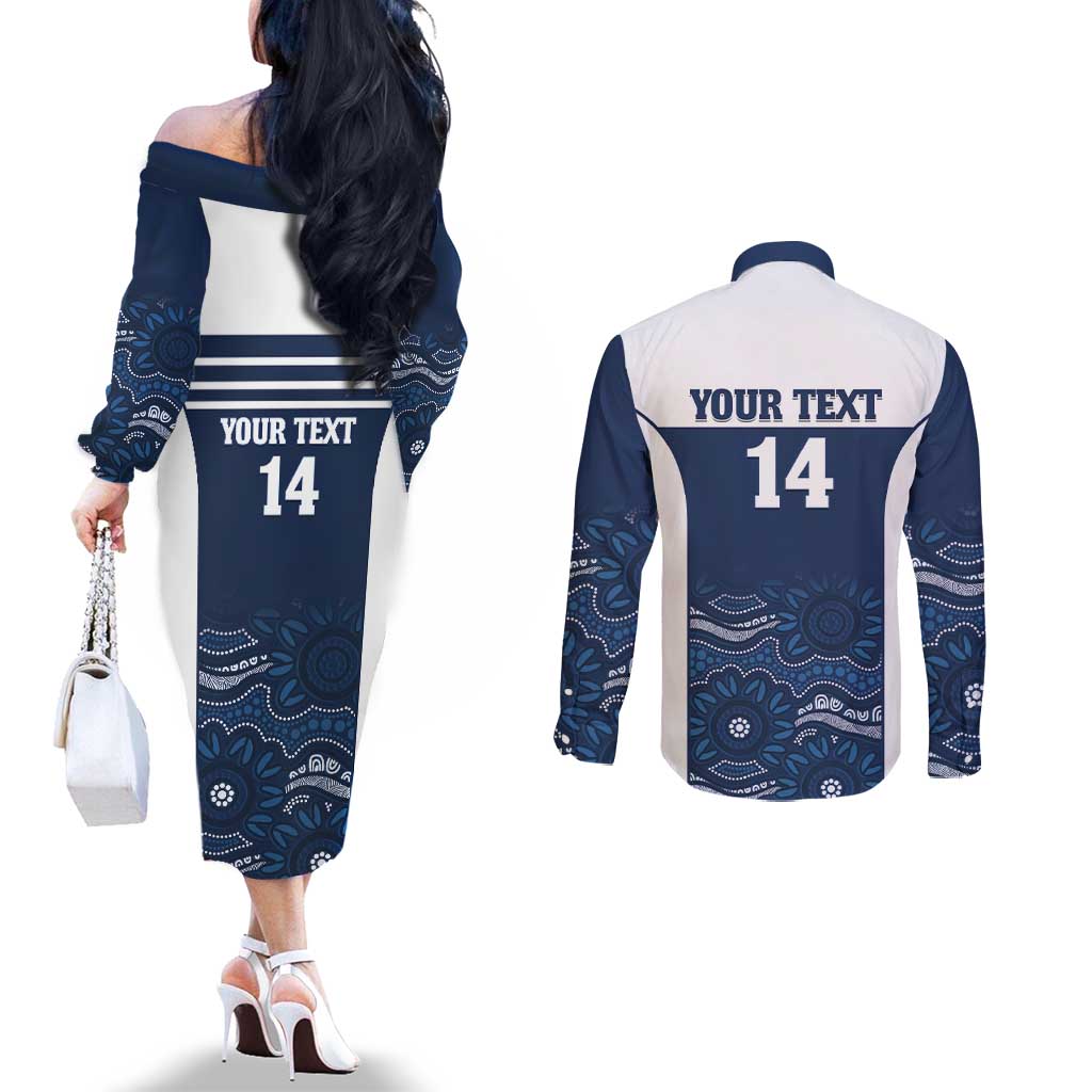 Custom Australia Brumbies Couples Matching Off The Shoulder Long Sleeve Dress and Long Sleeve Button Shirt Est 1995 Aboriginal Art