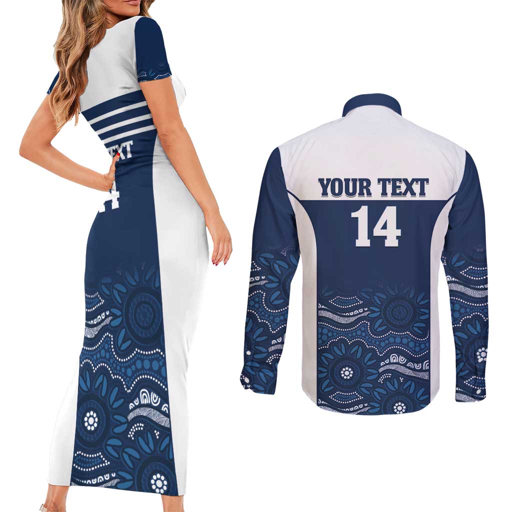 Custom Australia Brumbies Couples Matching Short Sleeve Bodycon Dress and Long Sleeve Button Shirt Est 1995 Aboriginal Art