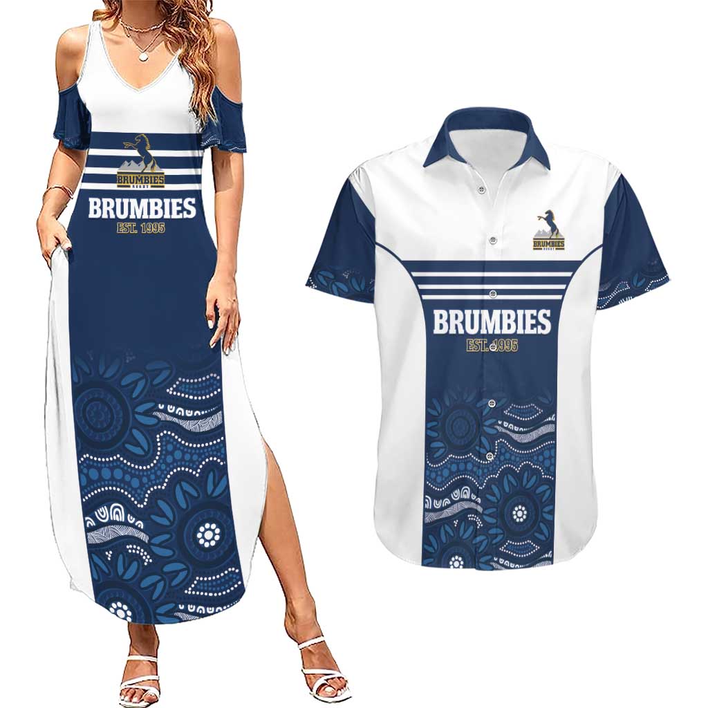 Custom Australia Brumbies Couples Matching Summer Maxi Dress and Hawaiian Shirt Est 1995 Aboriginal Art