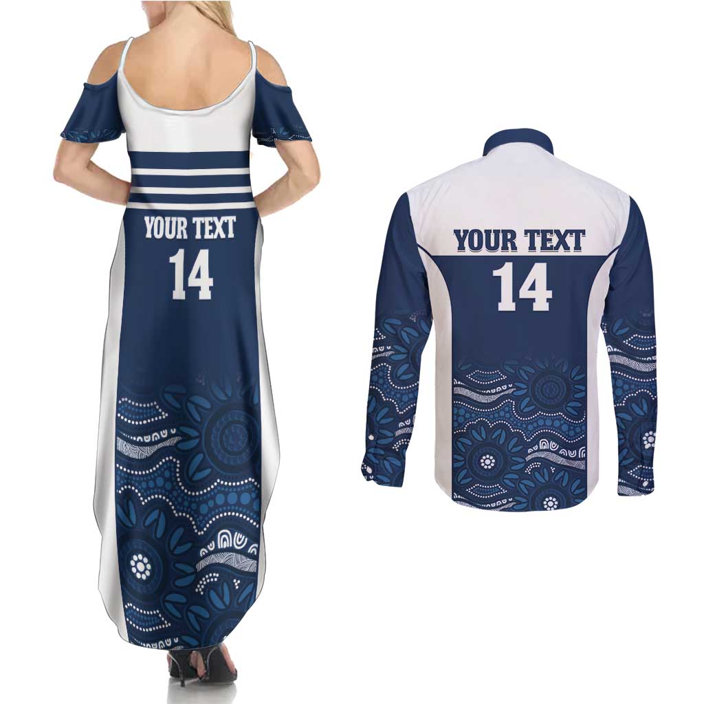 Custom Australia Brumbies Couples Matching Summer Maxi Dress and Long Sleeve Button Shirt Est 1995 Aboriginal Art
