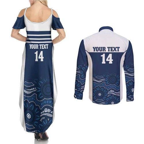 Custom Australia Brumbies Couples Matching Summer Maxi Dress and Long Sleeve Button Shirt Est 1995 Aboriginal Art