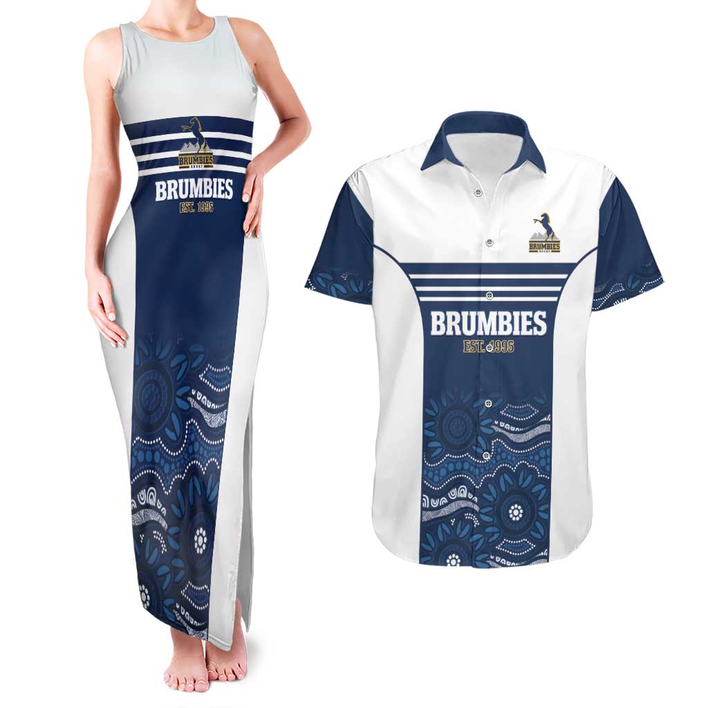 Custom Australia Brumbies Couples Matching Tank Maxi Dress and Hawaiian Shirt Est 1995 Aboriginal Art