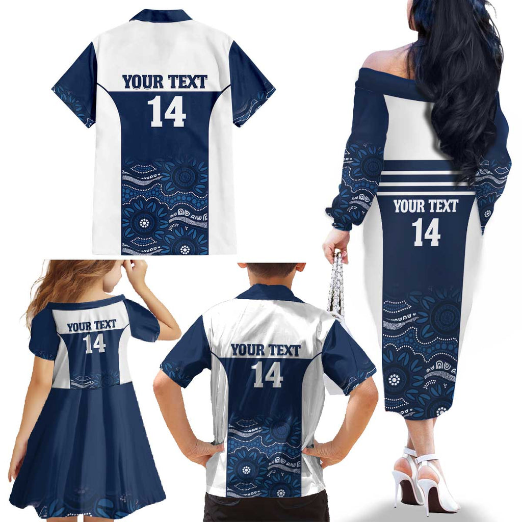 Custom Australia Brumbies Family Matching Off The Shoulder Long Sleeve Dress and Hawaiian Shirt Est 1995 Aboriginal Art