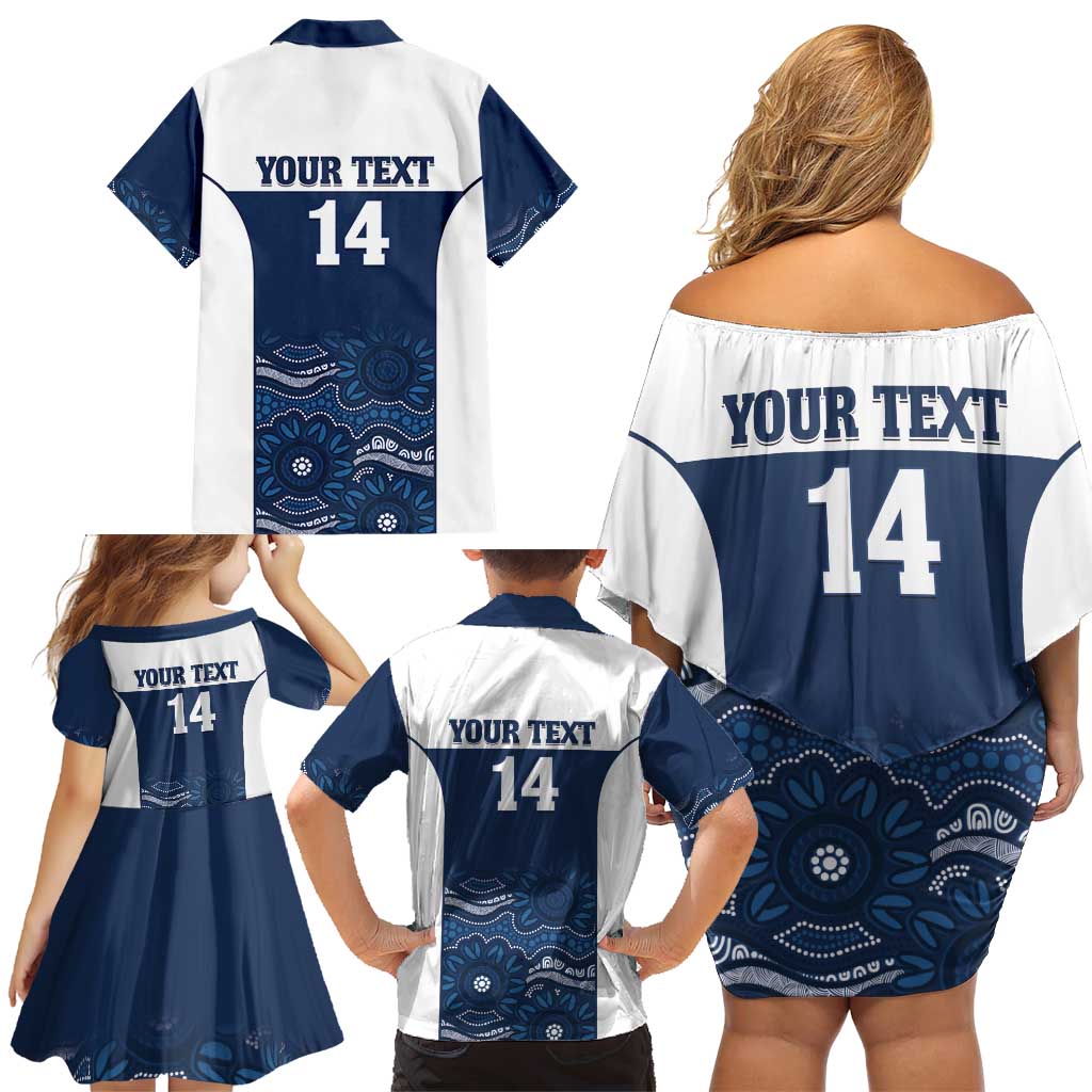 Custom Australia Brumbies Family Matching Off Shoulder Short Dress and Hawaiian Shirt Est 1995 Aboriginal Art
