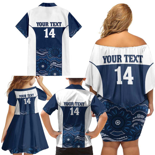 Custom Australia Brumbies Family Matching Off Shoulder Short Dress and Hawaiian Shirt Est 1995 Aboriginal Art