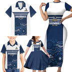 Custom Australia Brumbies Family Matching Short Sleeve Bodycon Dress and Hawaiian Shirt Est 1995 Aboriginal Art