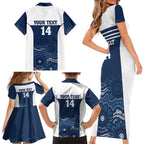 Custom Australia Brumbies Family Matching Short Sleeve Bodycon Dress and Hawaiian Shirt Est 1995 Aboriginal Art