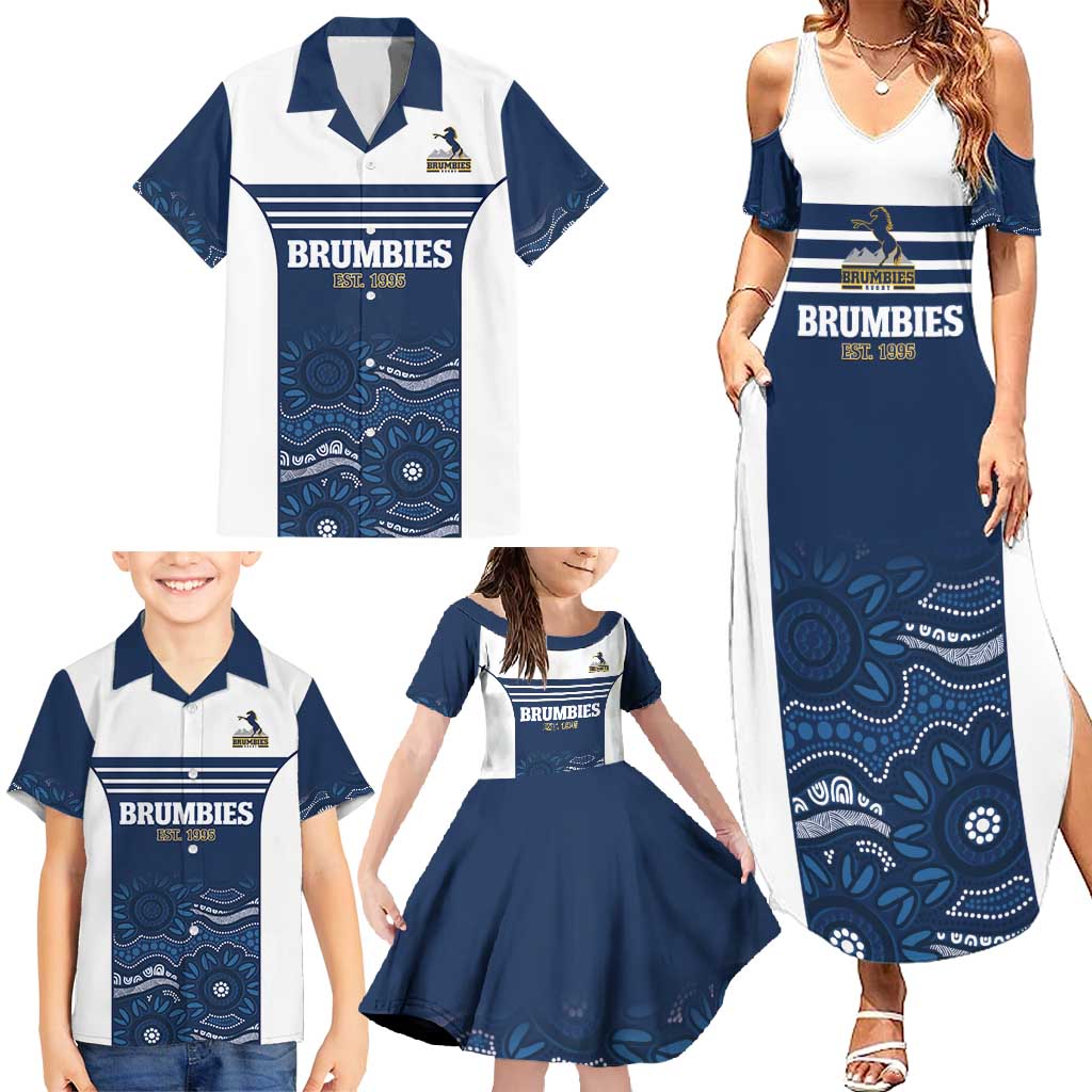 Custom Australia Brumbies Family Matching Summer Maxi Dress and Hawaiian Shirt Est 1995 Aboriginal Art