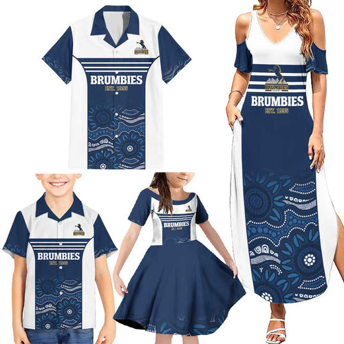 Custom Australia Brumbies Family Matching Summer Maxi Dress and Hawaiian Shirt Est 1995 Aboriginal Art