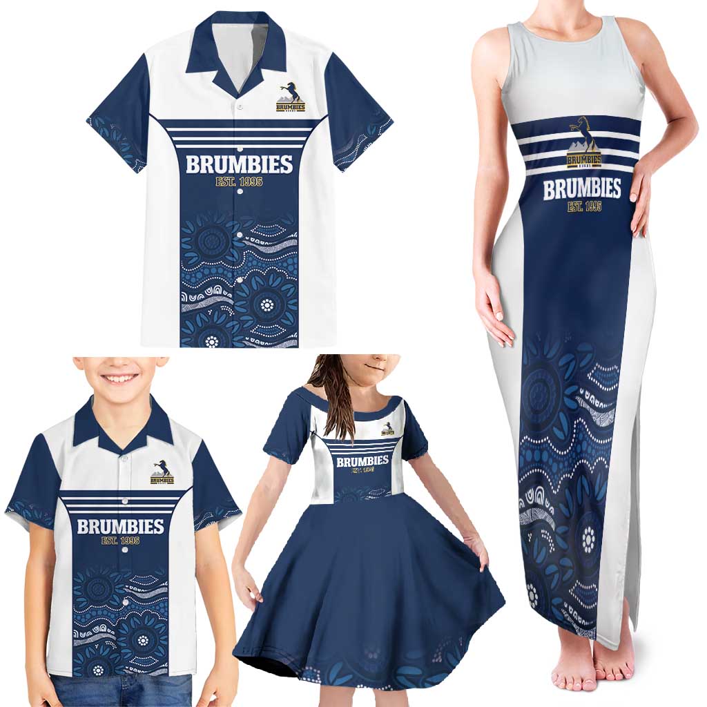 Custom Australia Brumbies Family Matching Tank Maxi Dress and Hawaiian Shirt Est 1995 Aboriginal Art