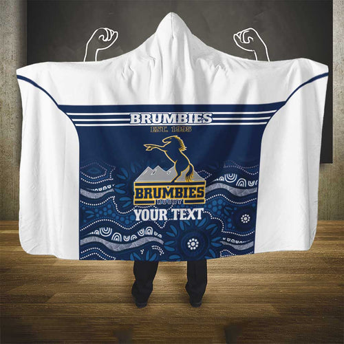 Custom Australia Brumbies Hooded Blanket Est 1995 Aboriginal Art