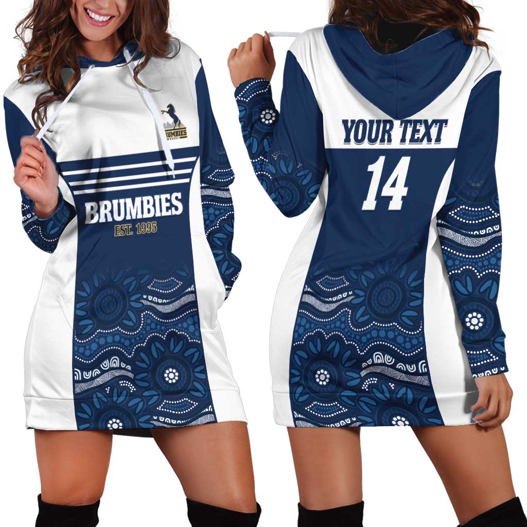 Custom Australia Brumbies Hoodie Dress Est 1995 Aboriginal Art