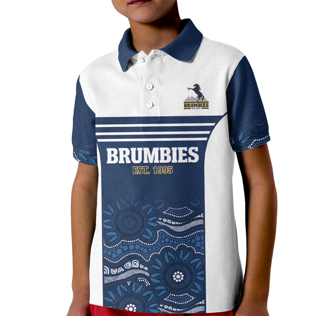Custom Australia Brumbies Kid Polo Shirt Est 1995 Aboriginal Art