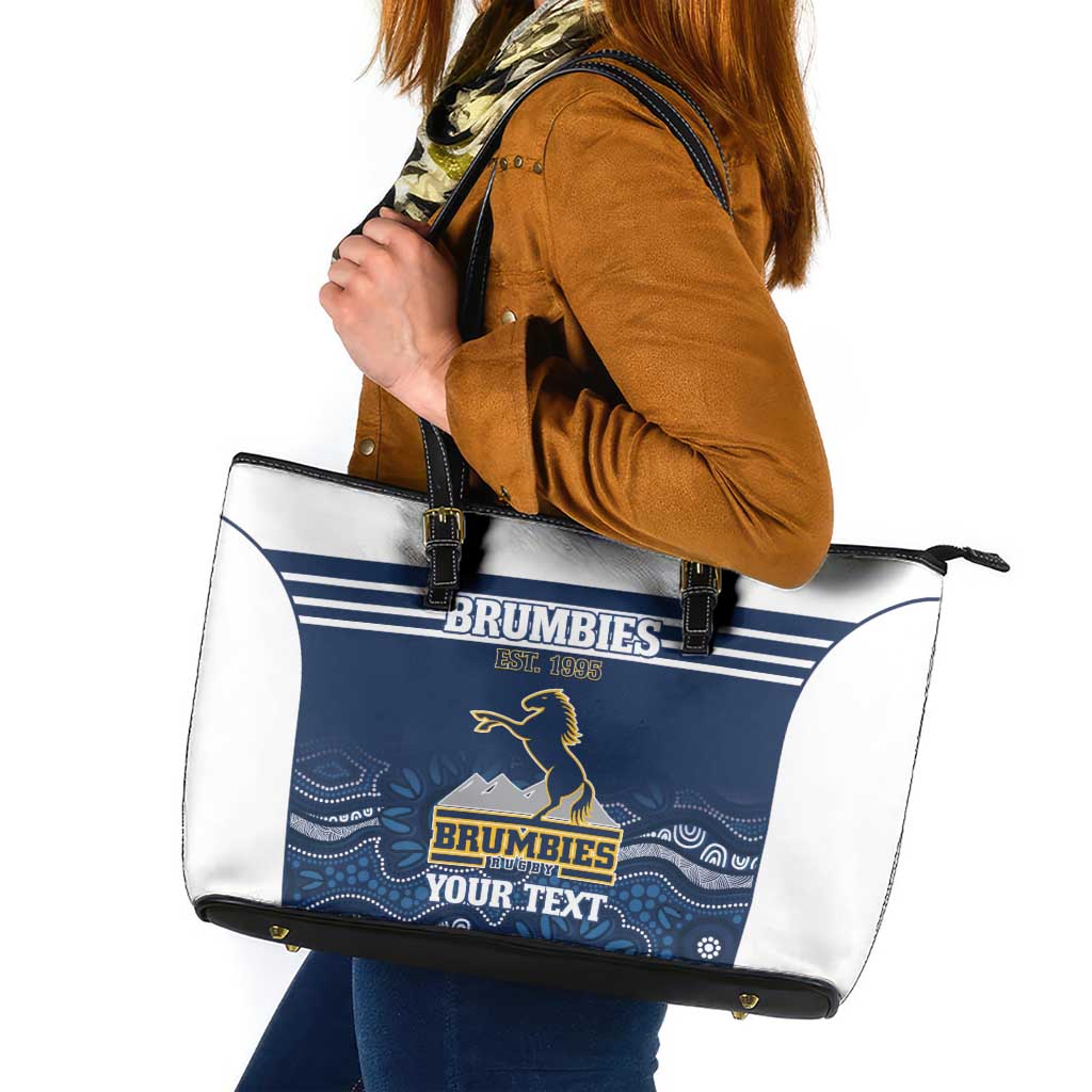 Custom Australia Brumbies Leather Tote Bag Est 1995 Aboriginal Art