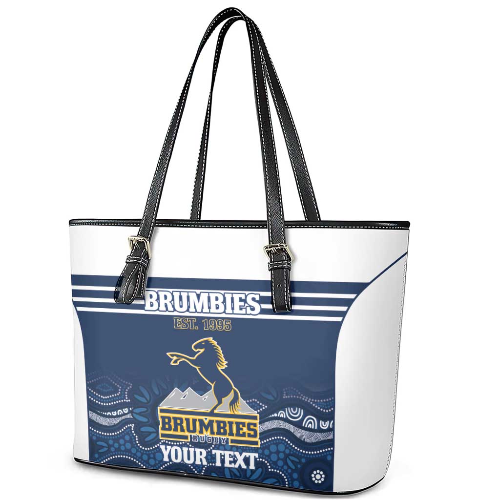 Custom Australia Brumbies Leather Tote Bag Est 1995 Aboriginal Art
