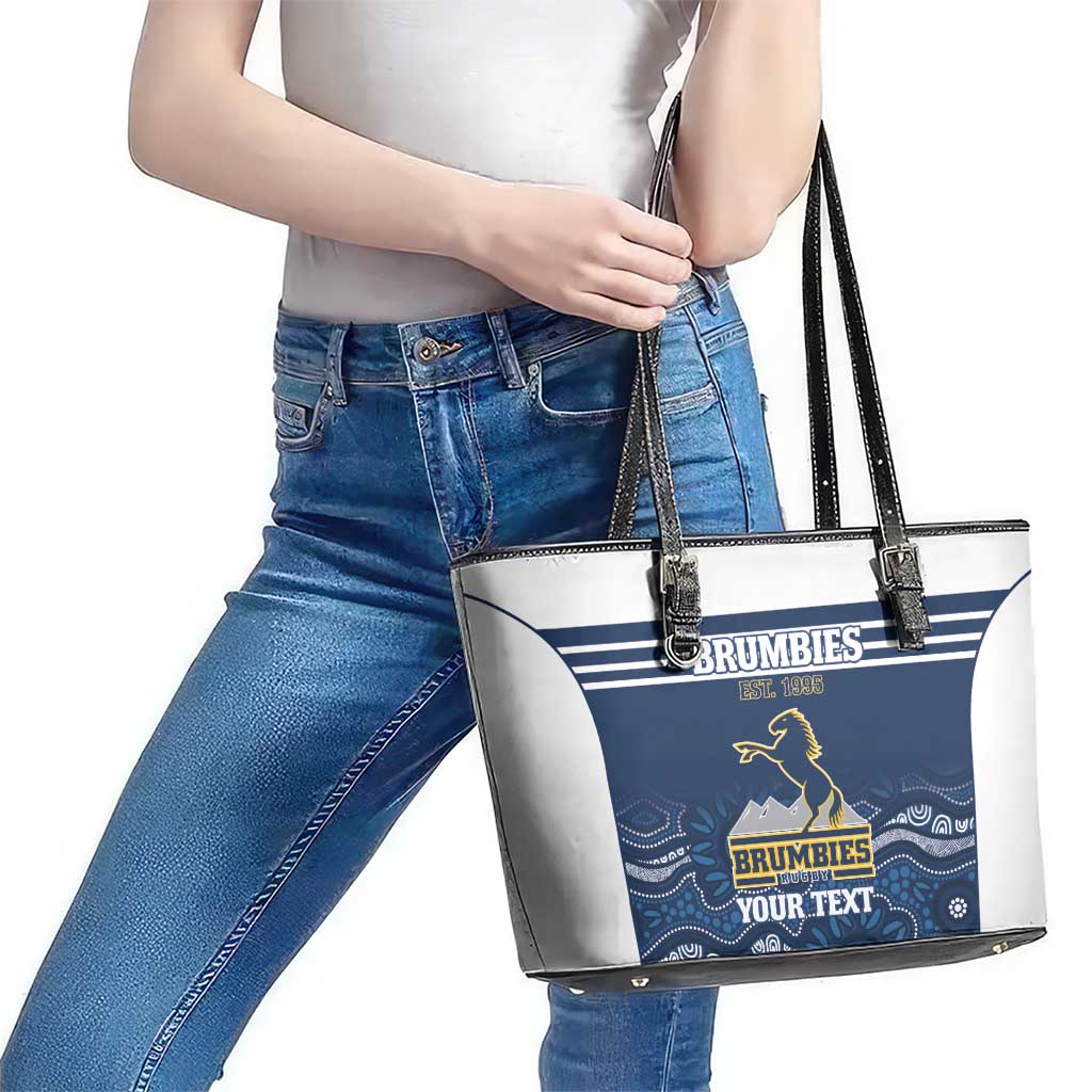Custom Australia Brumbies Leather Tote Bag Est 1995 Aboriginal Art
