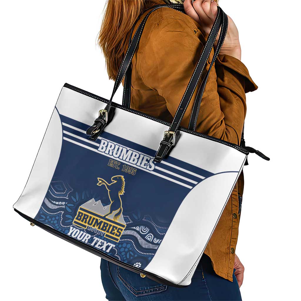 Custom Australia Brumbies Leather Tote Bag Est 1995 Aboriginal Art