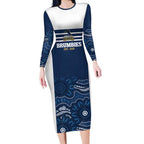 Custom Australia Brumbies Long Sleeve Bodycon Dress Est 1995 Aboriginal Art