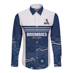 Custom Australia Brumbies Long Sleeve Button Shirt Est 1995 Aboriginal Art