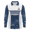 Custom Australia Brumbies Long Sleeve Polo Shirt Est 1995 Aboriginal Art