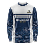 Custom Australia Brumbies Long Sleeve Shirt Est 1995 Aboriginal Art