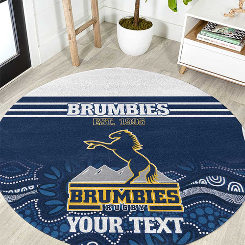 Custom Australia Brumbies Round Carpet Est 1995 Aboriginal Art